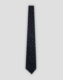 Corbata seda marina jacquard cachemires verdes