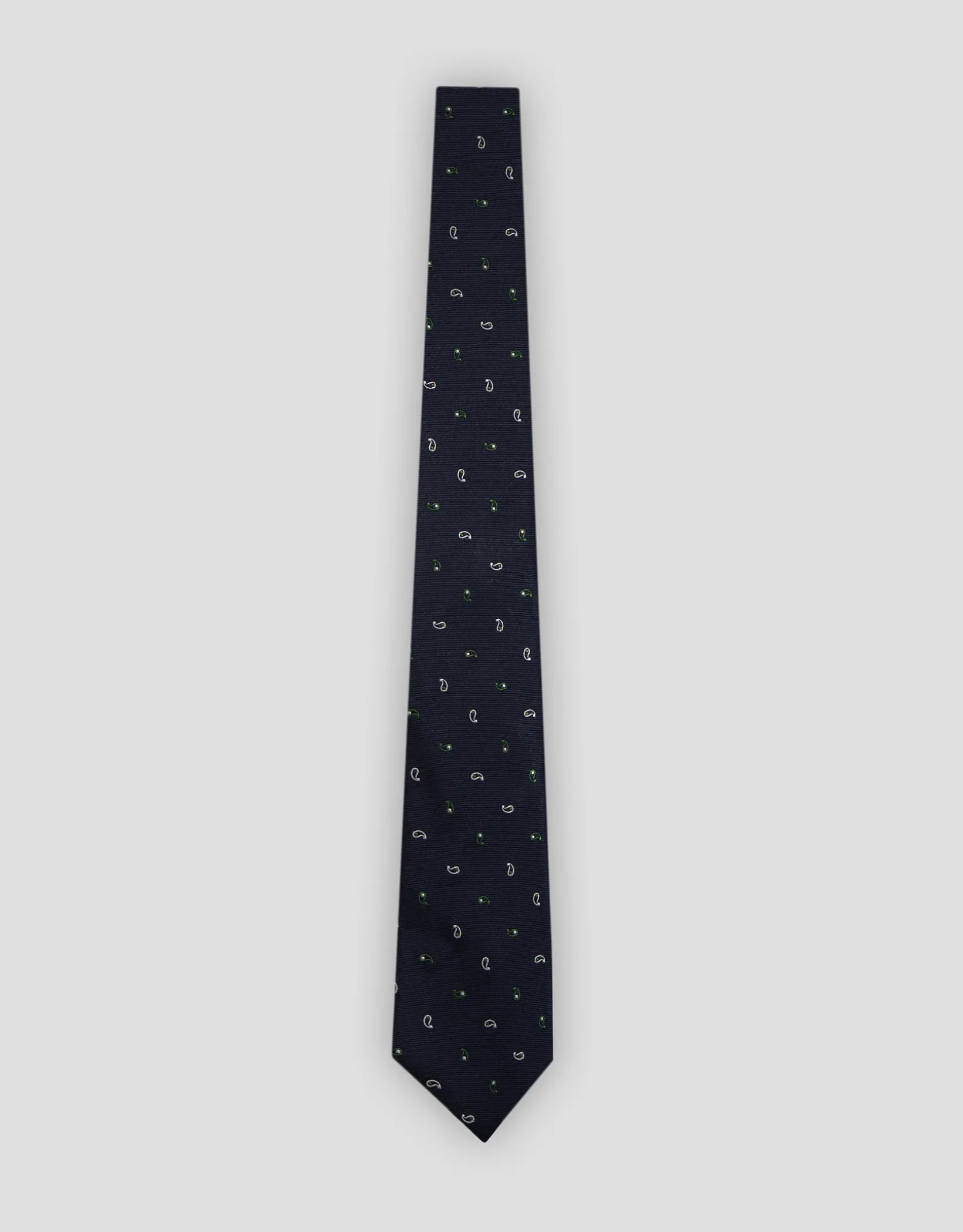 Corbata seda marina jacquard cachemires verdes