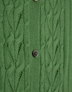 Cárdigan lana/algodón canalé con ochos verde