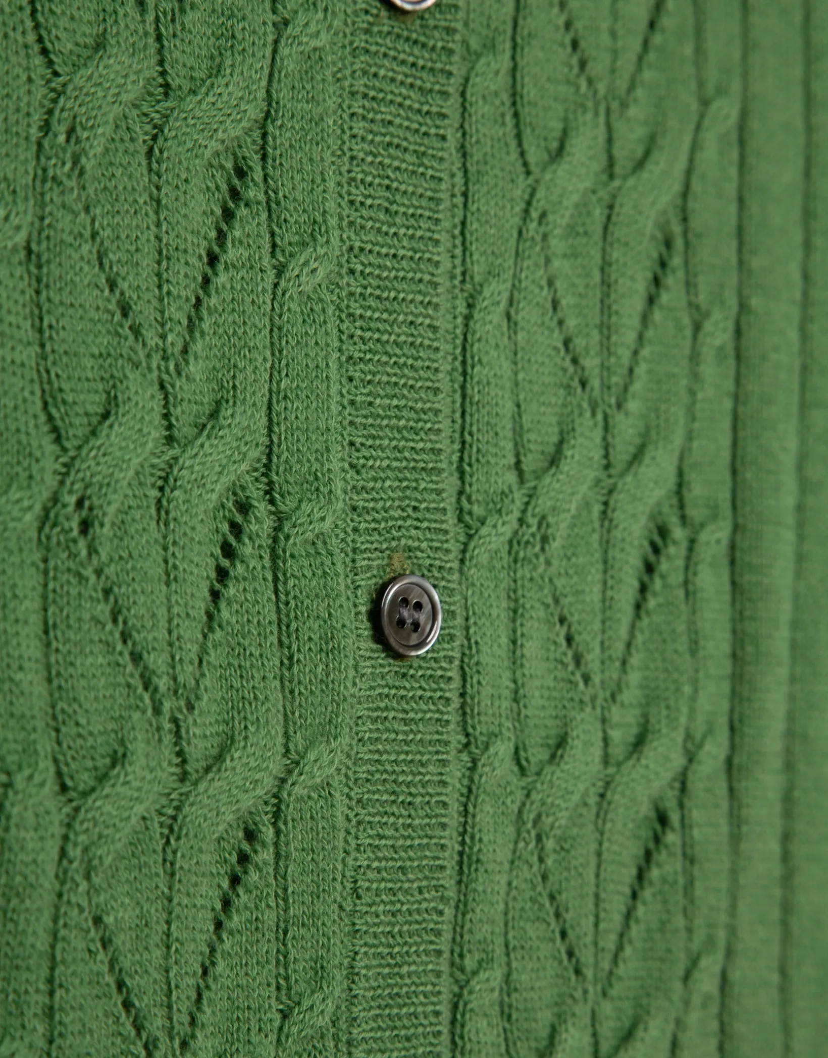 Cárdigan lana/algodón canalé con ochos verde