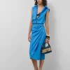 Falda midi estilo pareo algodón azul