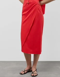 Falda midi estilo pareo algodón rojo
