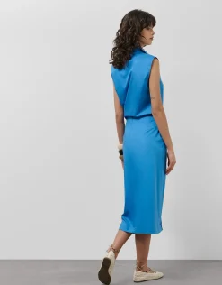 Falda midi estilo pareo algodón azul