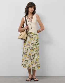 Falda midi estilo pareo en crepe georgette estampado floral