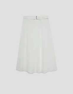Falda midi fluida twill crudo con cinturón