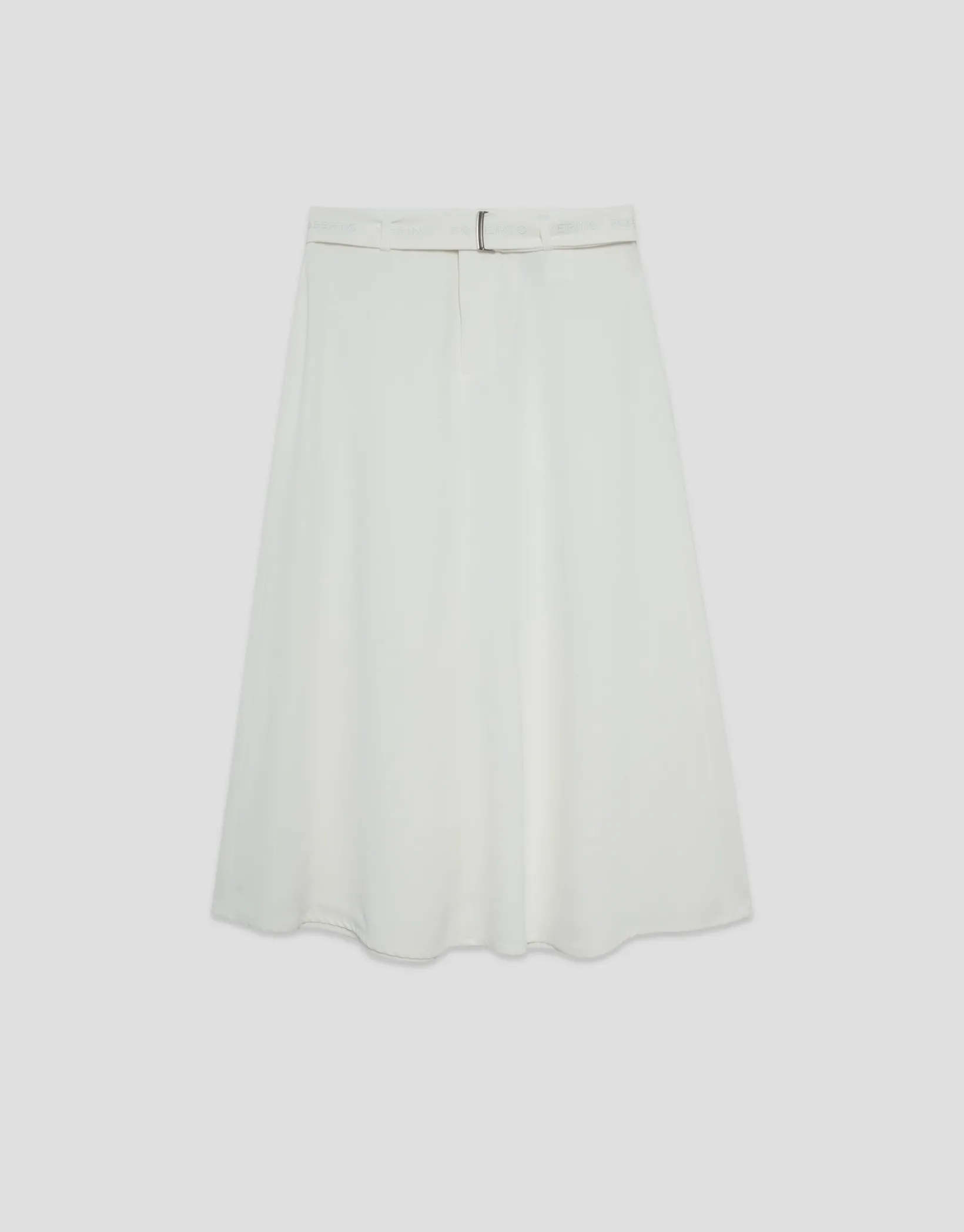 Falda midi fluida twill crudo con cinturón
