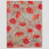 Fular mezcla algodón/lino estampado floral tonos rojos