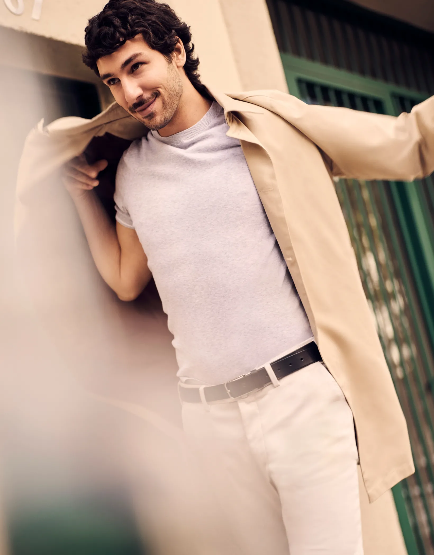 Gabardina algodón técnico beige