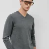 Jersey cuello pico punto lana gris