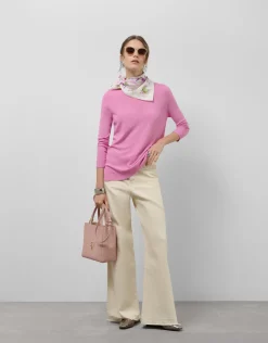 Jersey escote barco punto diseño diagonal rosa claro