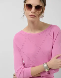 Jersey escote barco punto diseño diagonal rosa claro