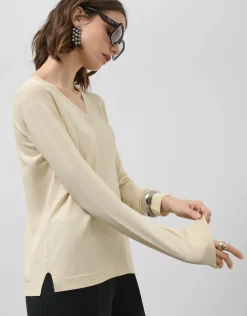 Jersey manga larga sin costuras beige