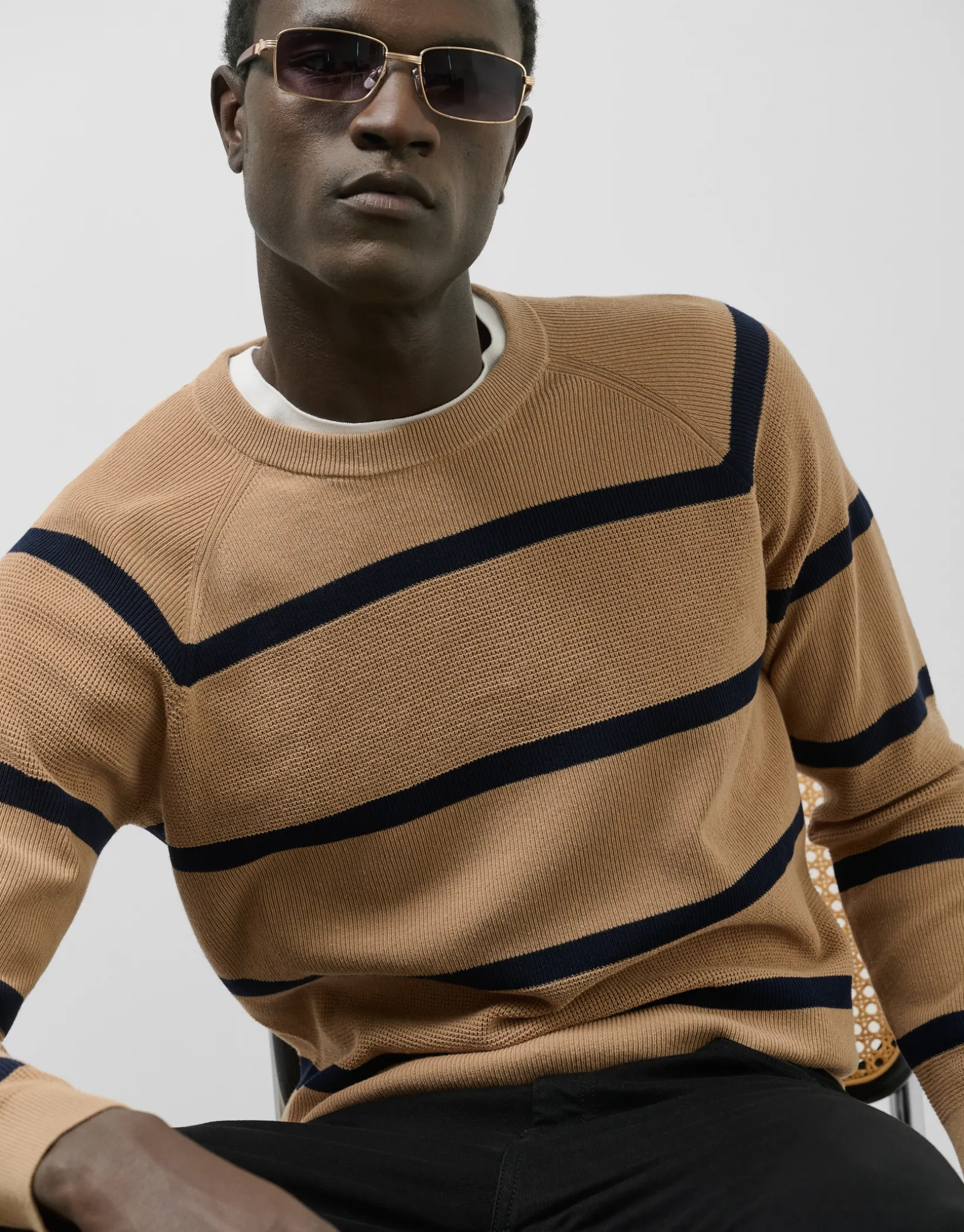 Jersey rayas camel/marino