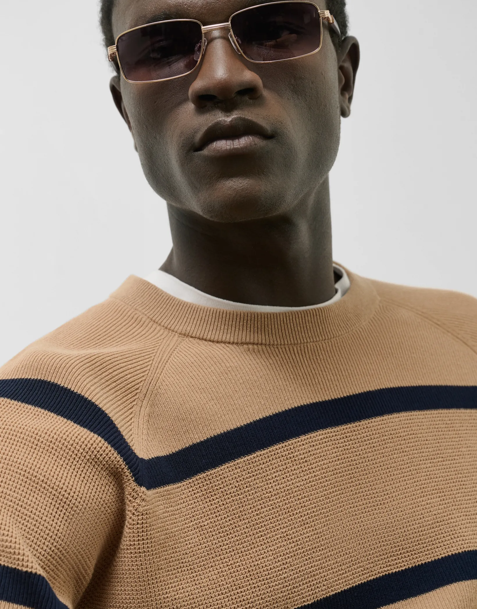 Jersey rayas camel/marino