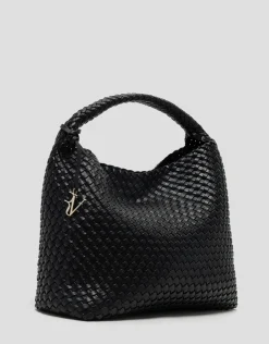 Maxi bolso de hombro Paula Hobo piel trenzada negro