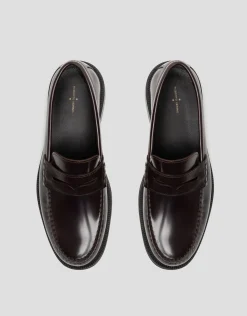 Mocasín masculino piel marrón con antifaz