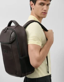 Mochila Mim nailon y piel marrón