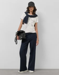 Pantalón ancho crepé azul marino
