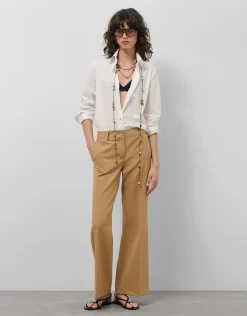 Pantalón ancho crepé cámel