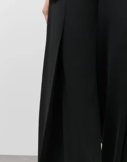 Pantalón ancho crepé negro con pliegue en el bajo