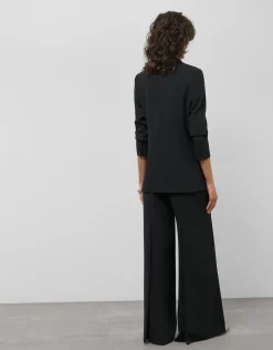 Pantalón ancho crepé negro con pliegue en el bajo