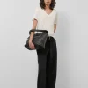 Pantalón ancho fluido twill negro con cinturón