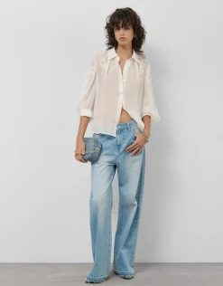 Pantalón ancho vaquero azul claro
