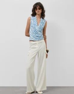 Pantalón cargo ancho twill crudo