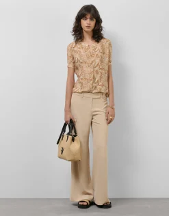 Pantalón cargo ancho twill beige