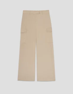 Pantalón cargo ancho twill beige
