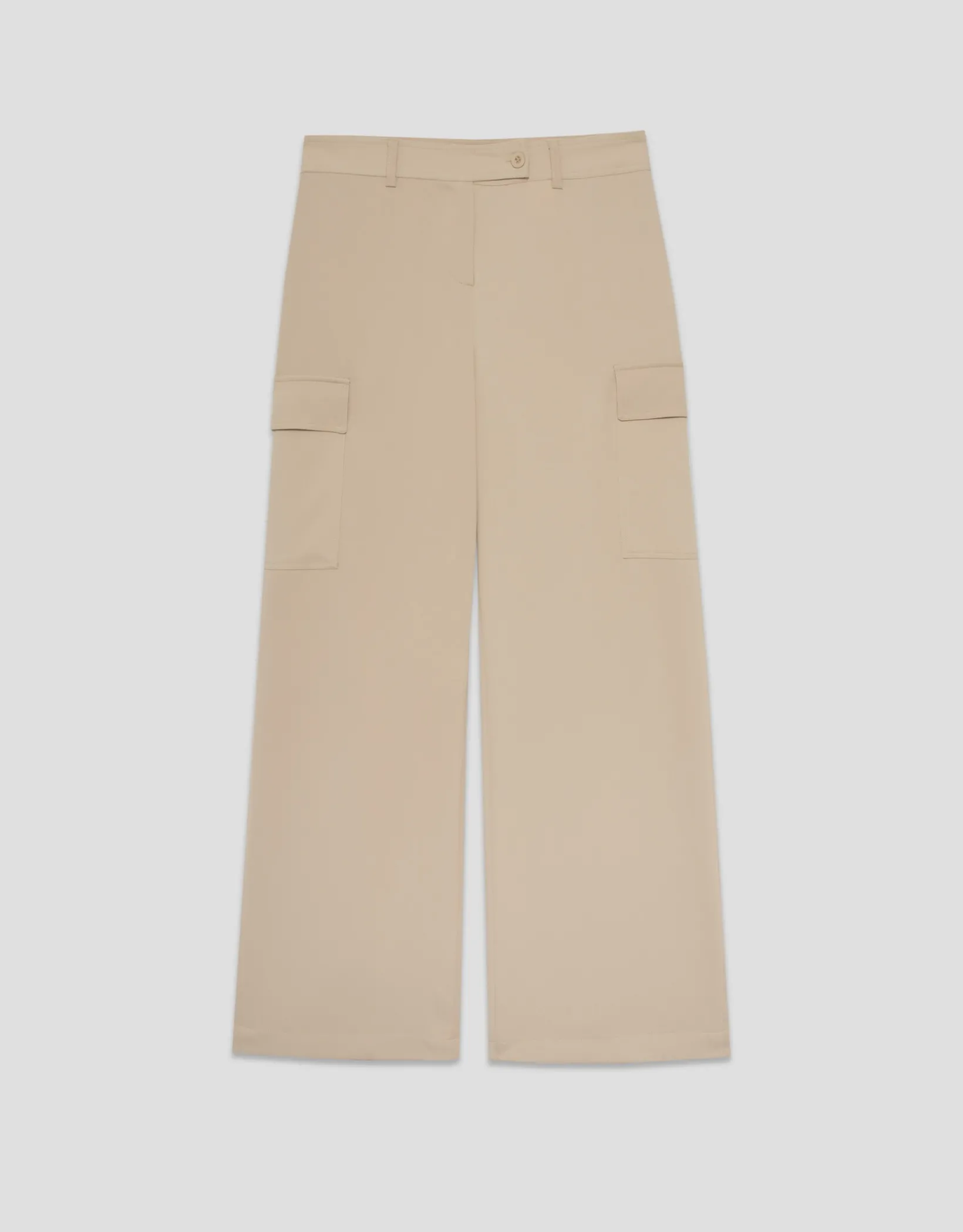 Pantalón cargo ancho twill beige