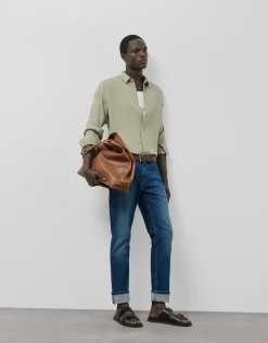 Pantalón denim regular azul medio