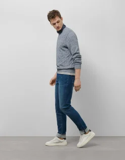 Pantalón denim slim azul medio