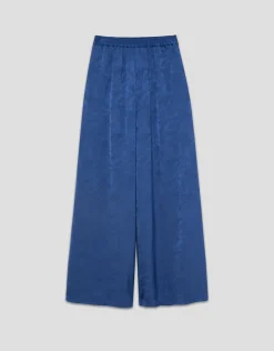 Pantalón palazzo azul intenso con damasco floral