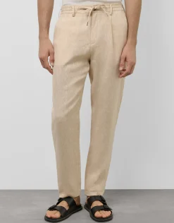 Pantalón pinzas lino color beige