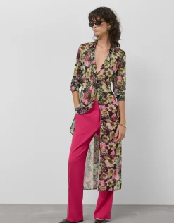 Pantalón recto crepé frambuesa