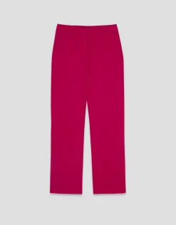 Pantalón recto crepé frambuesa
