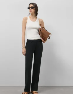 Pantalón recto crepé negro