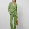 Pantalón recto crepé verde