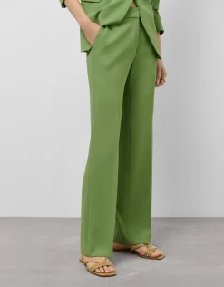 Pantalón recto crepé verde