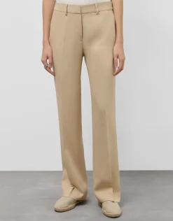Pantalón recto lino viscosa arena