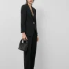 Pantalón recto pinzas crepé negro