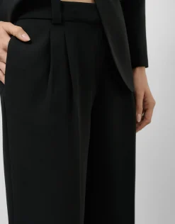 Pantalón recto pinzas crepé negro