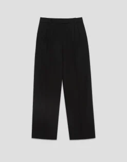 Pantalón recto pinzas crepé negro