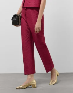 Pantalón recto piqué frambuesa