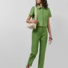 Pantalón recto piqué verde wasabi