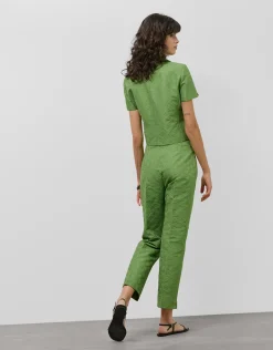 Pantalón recto piqué verde wasabi