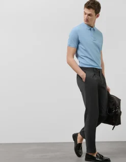 Pantalón vestir gris melange oscuro vuelta bajo
