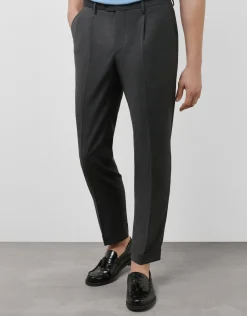 Pantalón vestir gris melange oscuro vuelta bajo