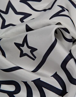 Pañuelo seda blanco estrellas marino
